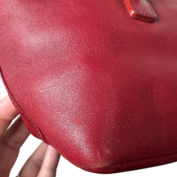 Vintage COACH 9846 Shoulder Bag Red Leather Small Legacy Hampton Tote 90s - Picture 8 of 16